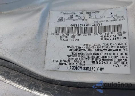 2005 Ford Taurus Se from USA, damaged, VIN 1FAFP53U55A291300